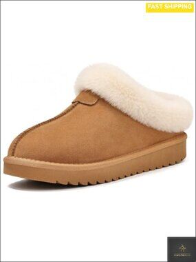 Genuine Suede Slippers for Women Warm Cozy Memory Foam Indoor Outdoor
